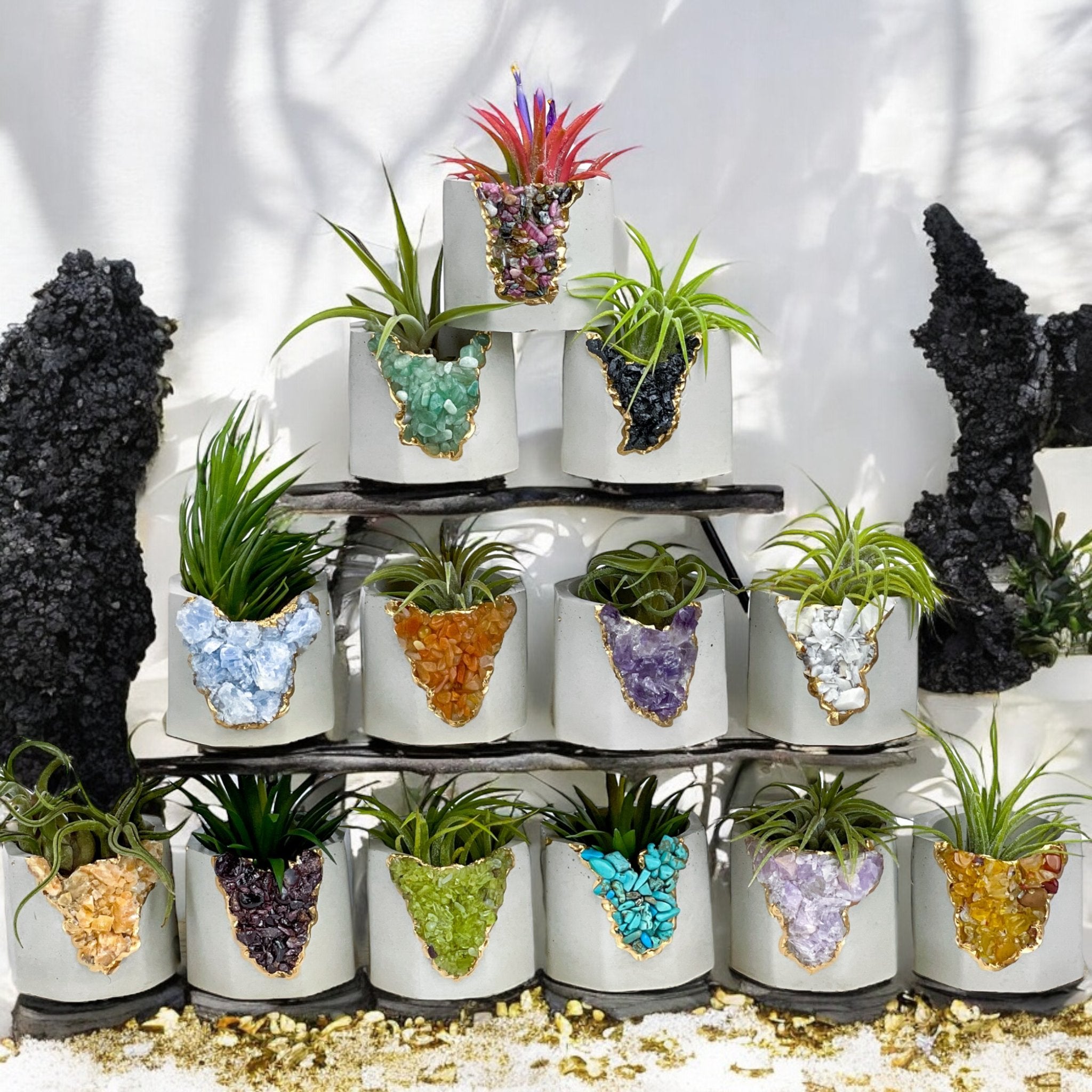 GEODE AIR PLANT HOLDERS -CRYSTAL SUCCULENT PLANTER POT aura reiki