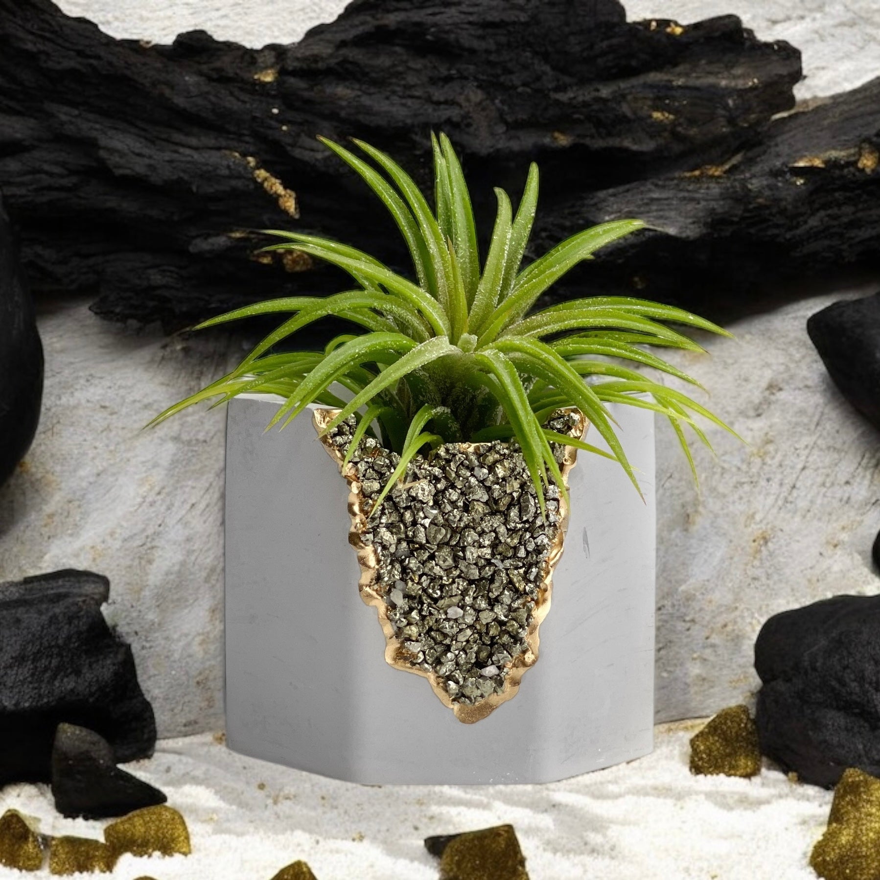 geode succulent PYRITE GEODE PLANTER 7188461977750