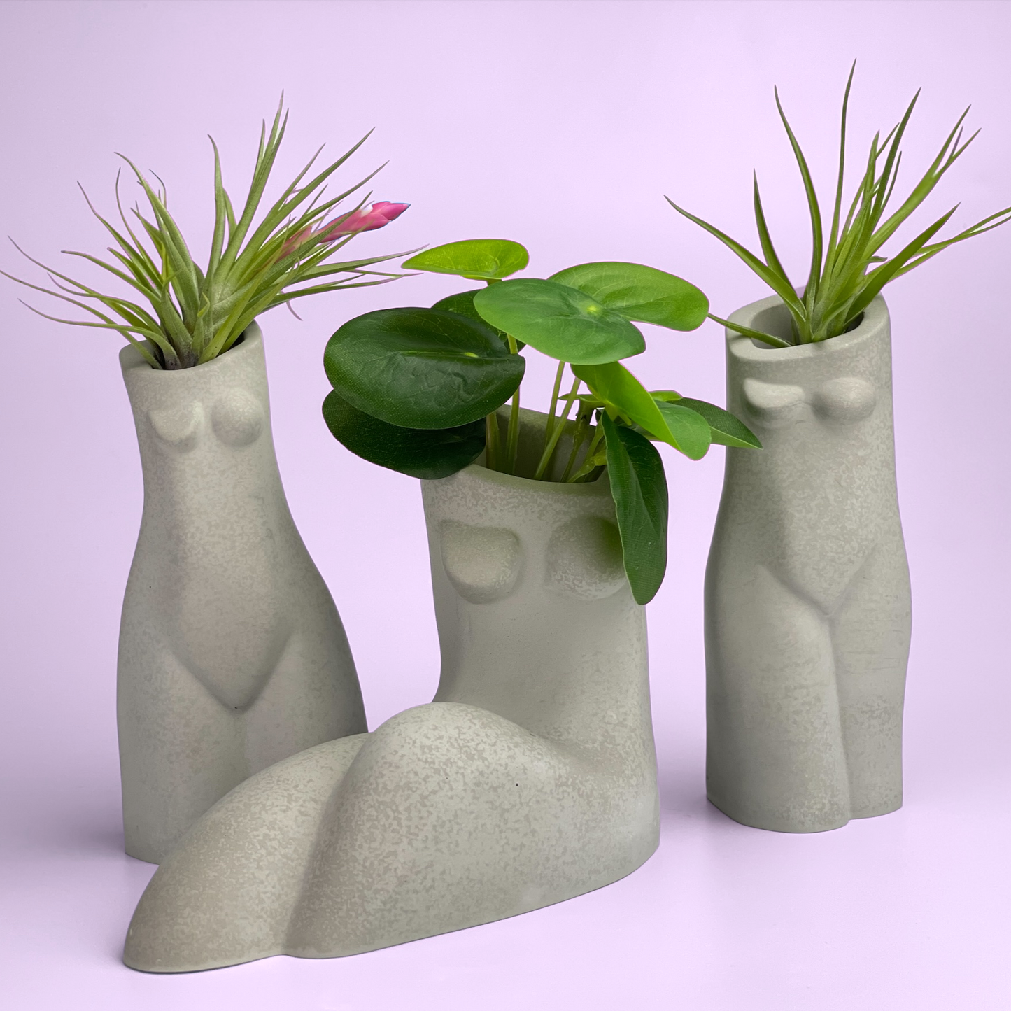 SET OF 3 AIR PLANT HOLDERS, Female Body Vase