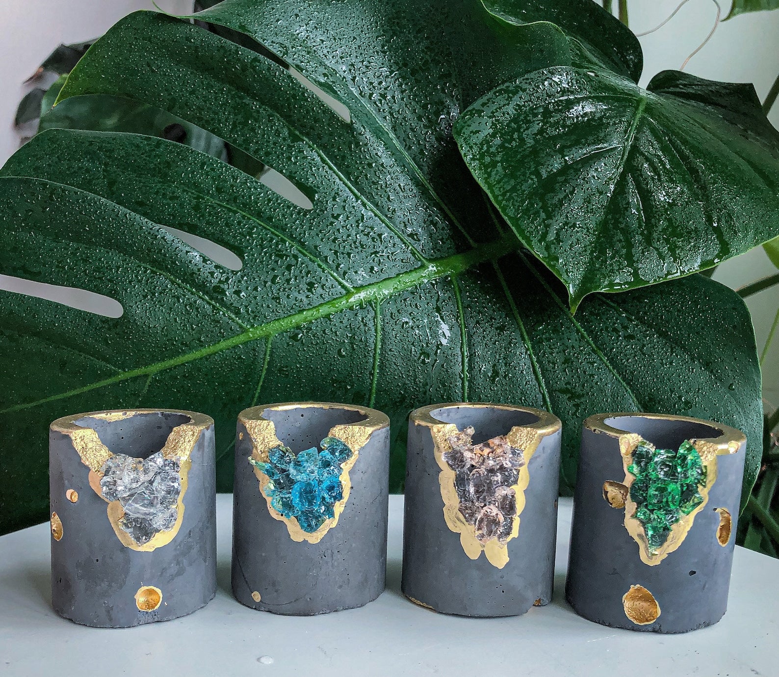 small pots for air plants Set of 4 Small Crystal Air Plant Holders