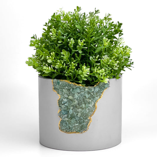 raw green apatite Crystal planter