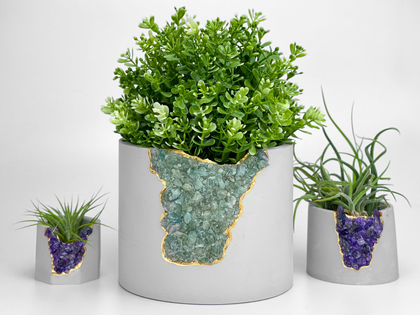 6" GREEN APATITE PLANTER