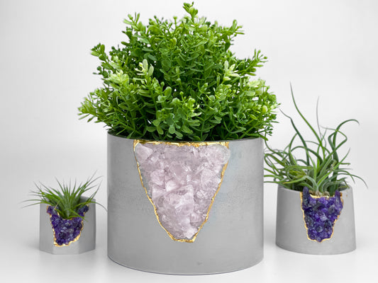 6 inch ROSE QUARTZ PLANTER