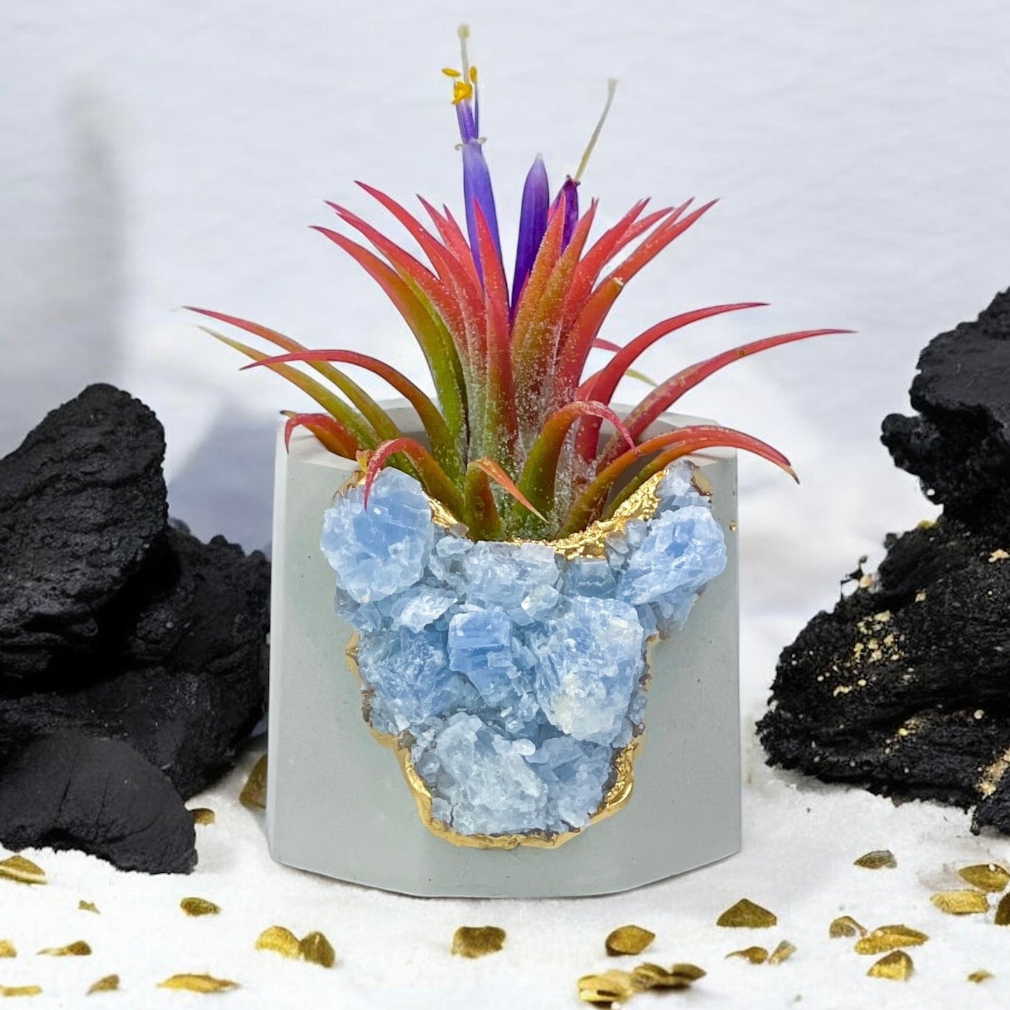 BLUE CALCITE GEODE PLANTER