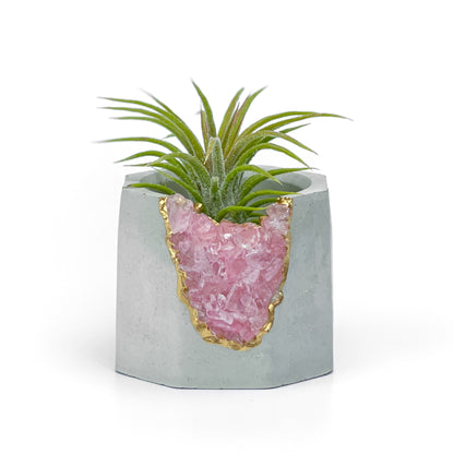 ROSE QUARTZ GEODE PLANTER