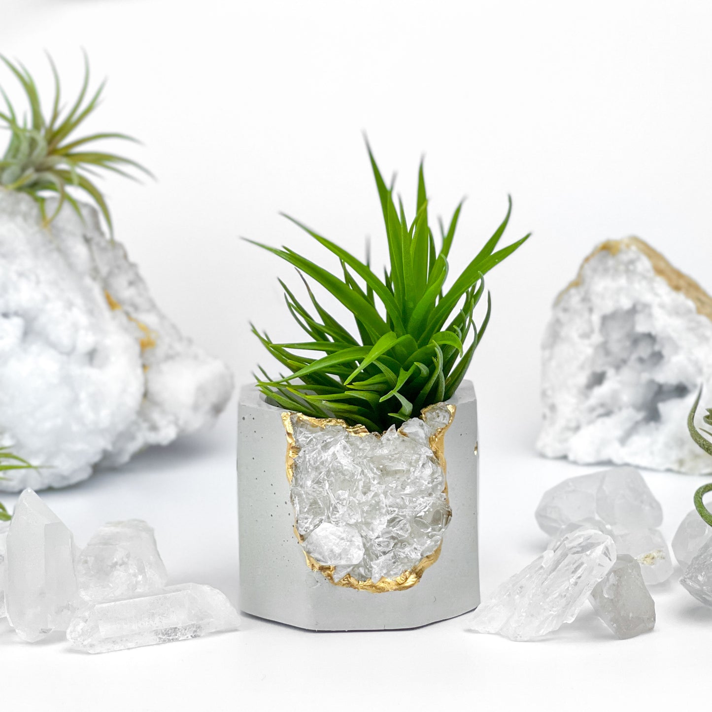 Raw CLEAR QUARTZ GEODE PLANTER