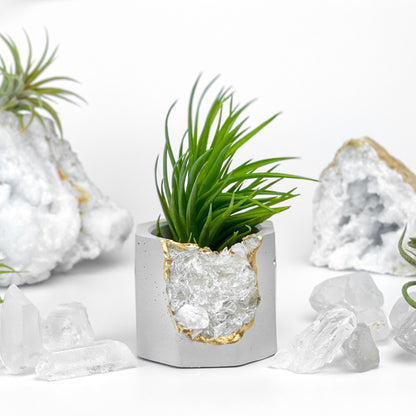 Raw CLEAR QUARTZ GEODE PLANTER