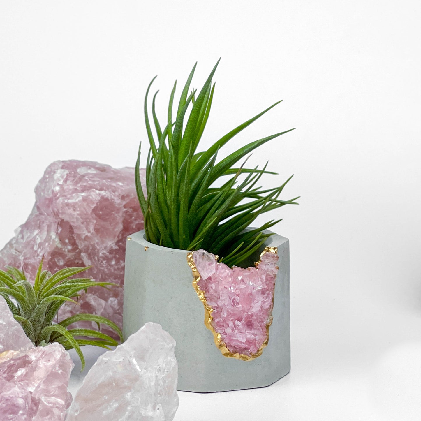 ROSE QUARTZ GEODE PLANTER