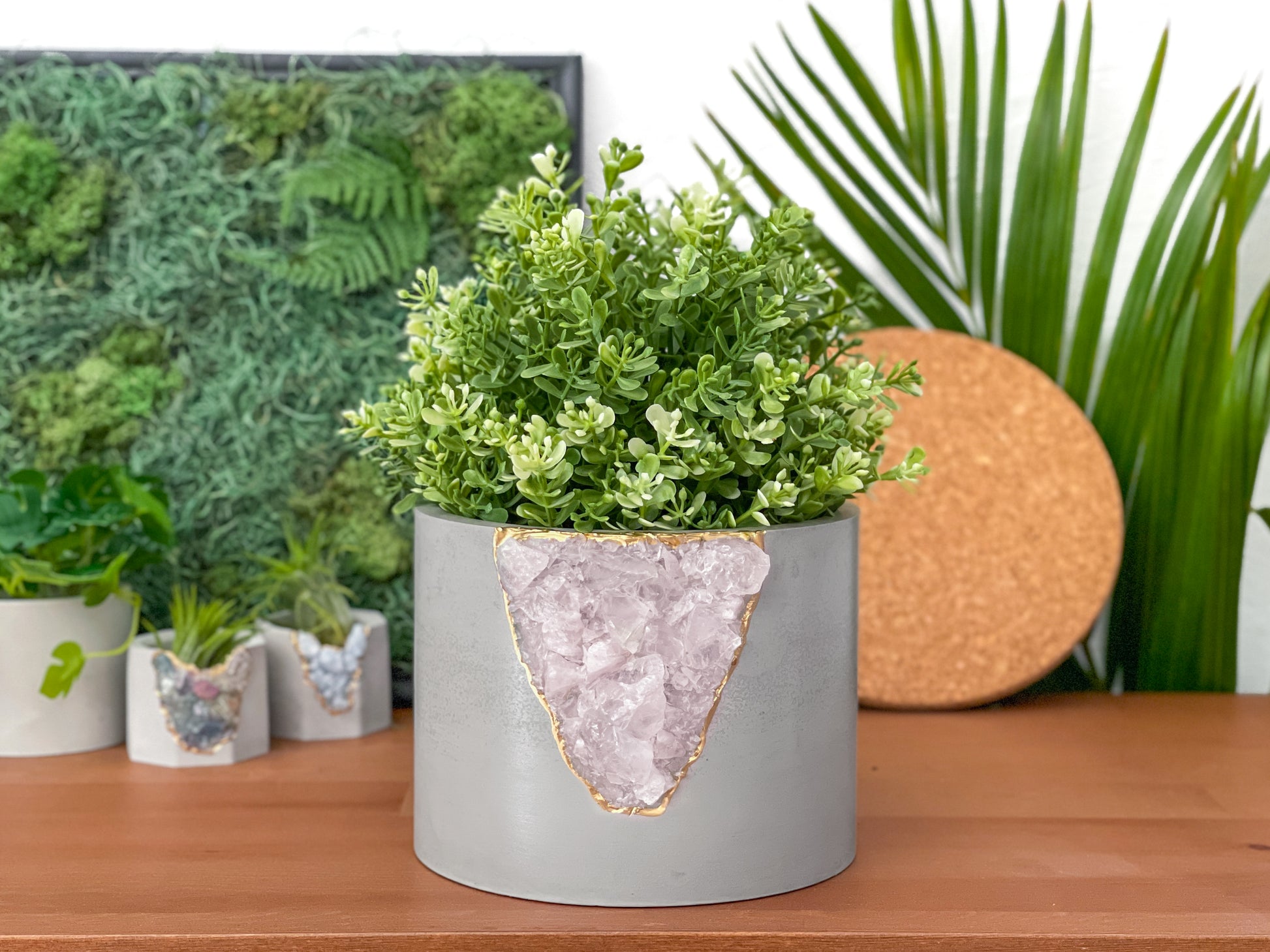 6 inch raw rose quartz planter pot Crystal Planter Pot Gemstone