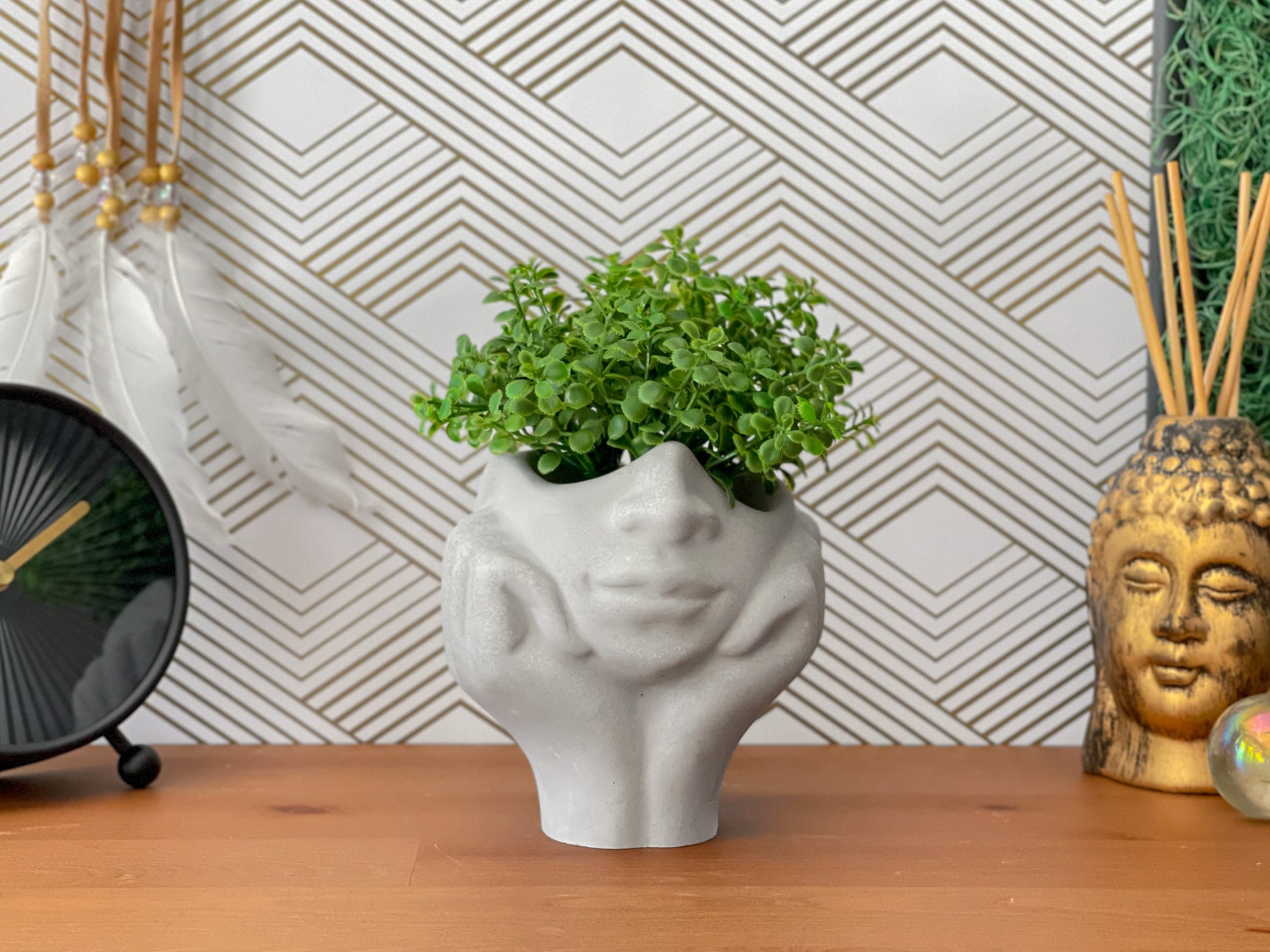 succulent face pot Face Succulent Planter on Two Hands 7624376516758