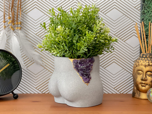 6 inch raw rose quartz planter pot Crystal Planter Pot Gemstone decor –  AURA 8 HOME